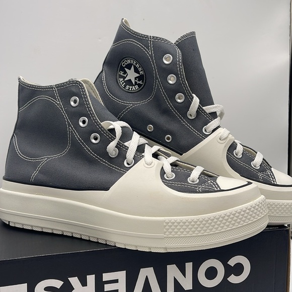 Converse Men’s A05116C CTAS CONSTRUCT HI CYBER GREY/VINTAGE WHITE/EGRET Platform - Picture 7 of 16